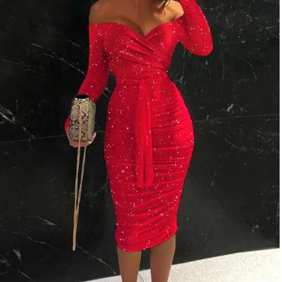 Dastash Dresses & Skirts - SEXY RED GLITTER EVENING EVENT GRADUATION DATE DINNER DRESS SZ M